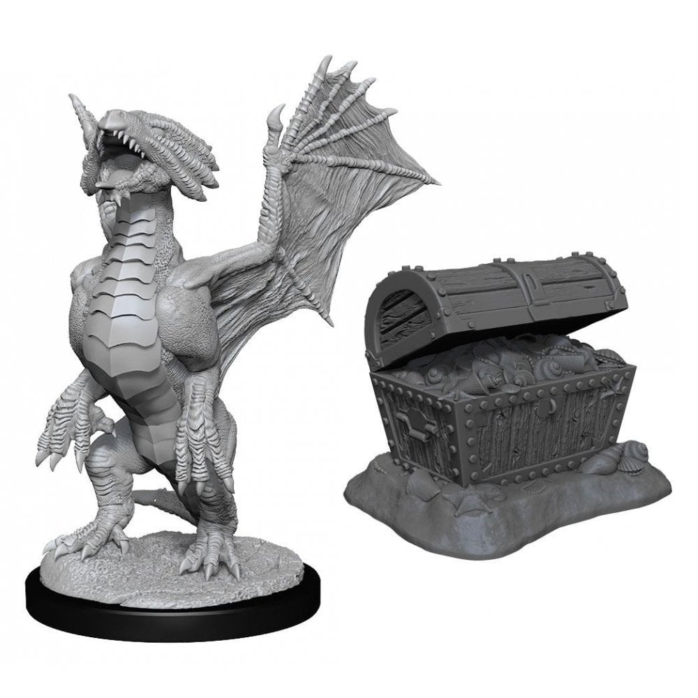 Bronze Dragon Wyrmling & Pile of Sea Found Treasure: D&D Nolzur's Marvelous Miniatures (W13) - Beanie Games