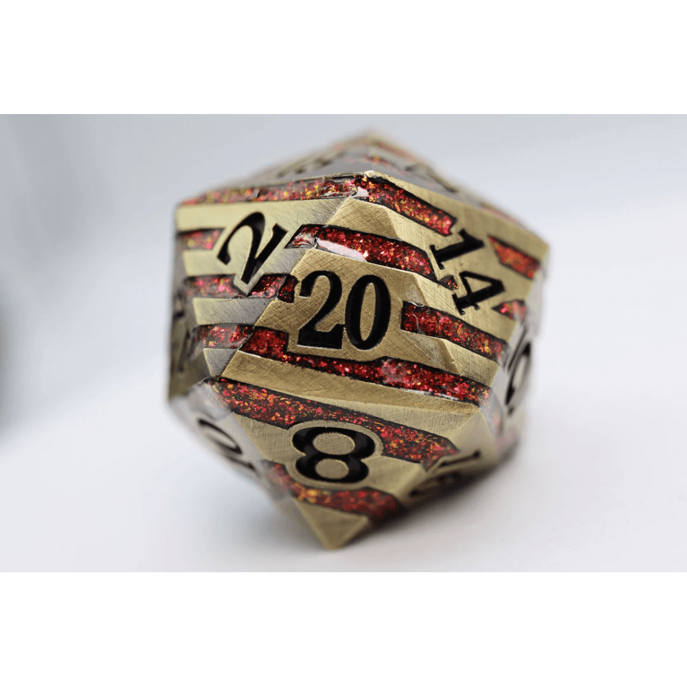 Bronze with Red Mica - 35mm Metal D20 - Beanie Games