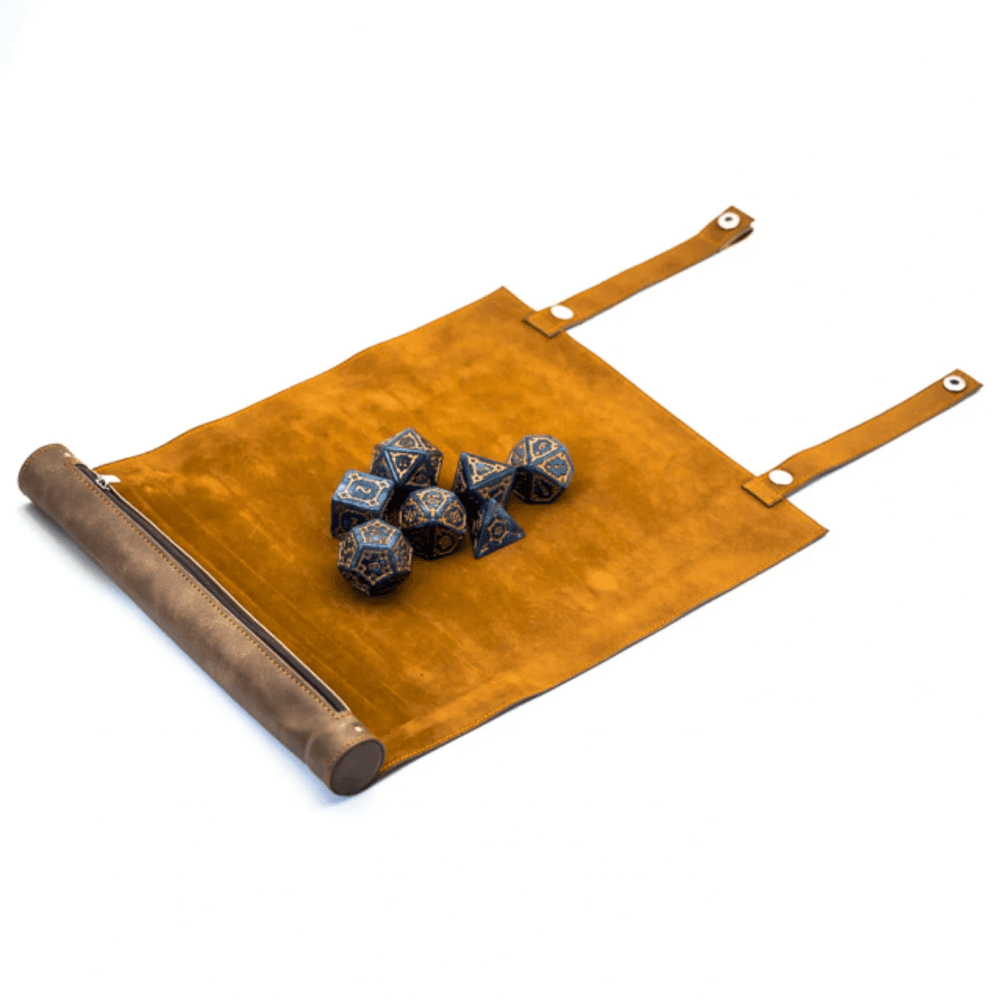 Brown Roll Up Leatherette Dice Mat - Beanie Games