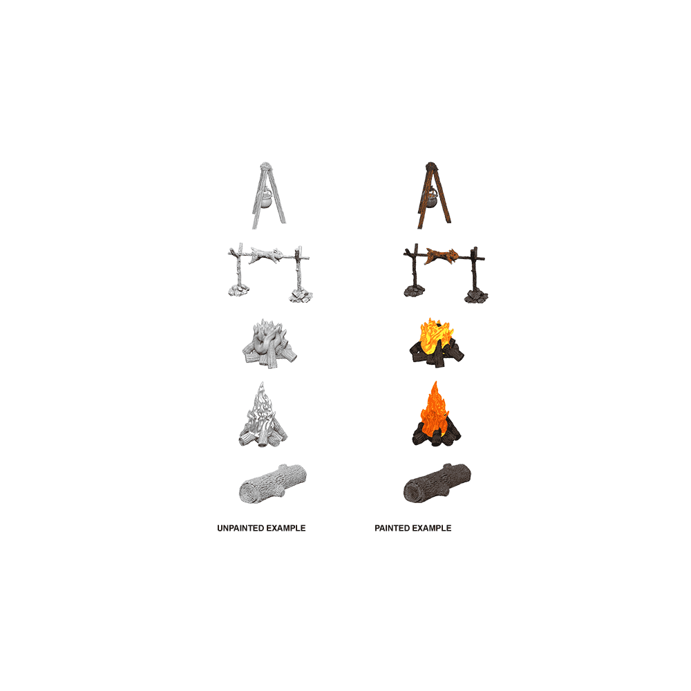 Camp Fire & Sitting Log: WizKids Deep Cuts Unpainted Miniatures (W10) - Beanie Games