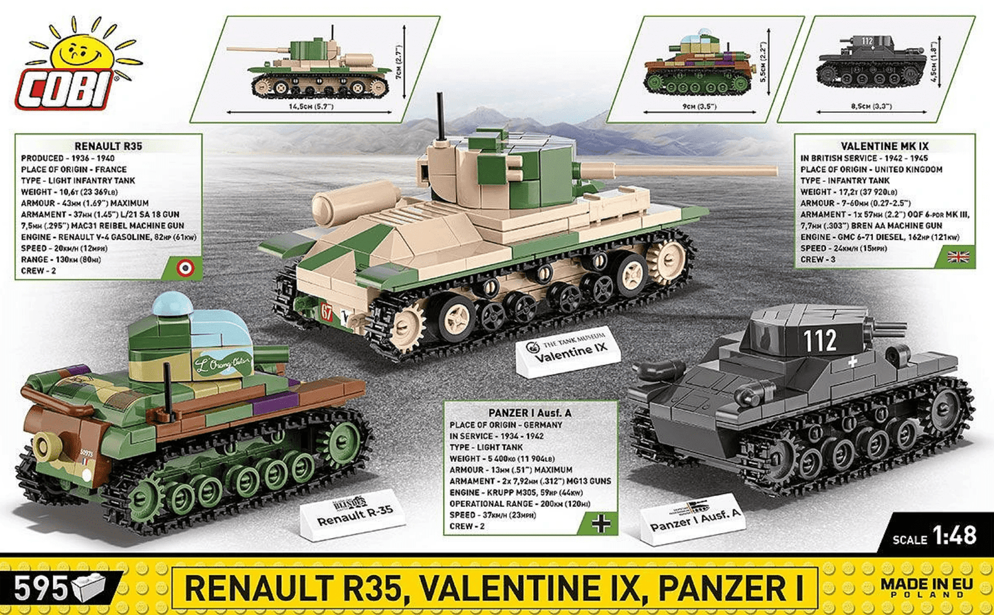 Cobi - Renault R35 - Valentine IX - Panzer I - Beanie Games