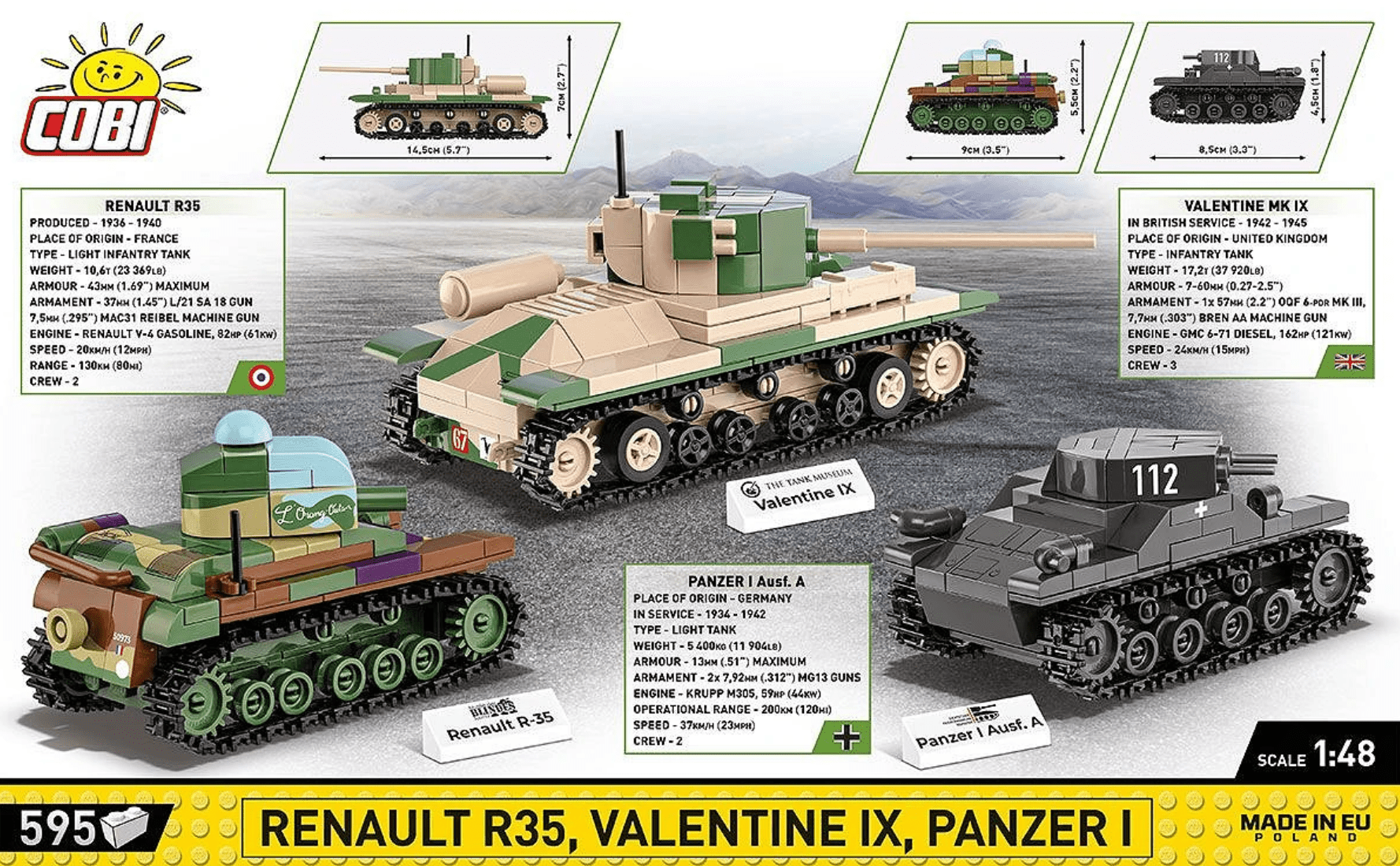 Cobi - Renault R35 - Valentine IX - Panzer I - Beanie Games