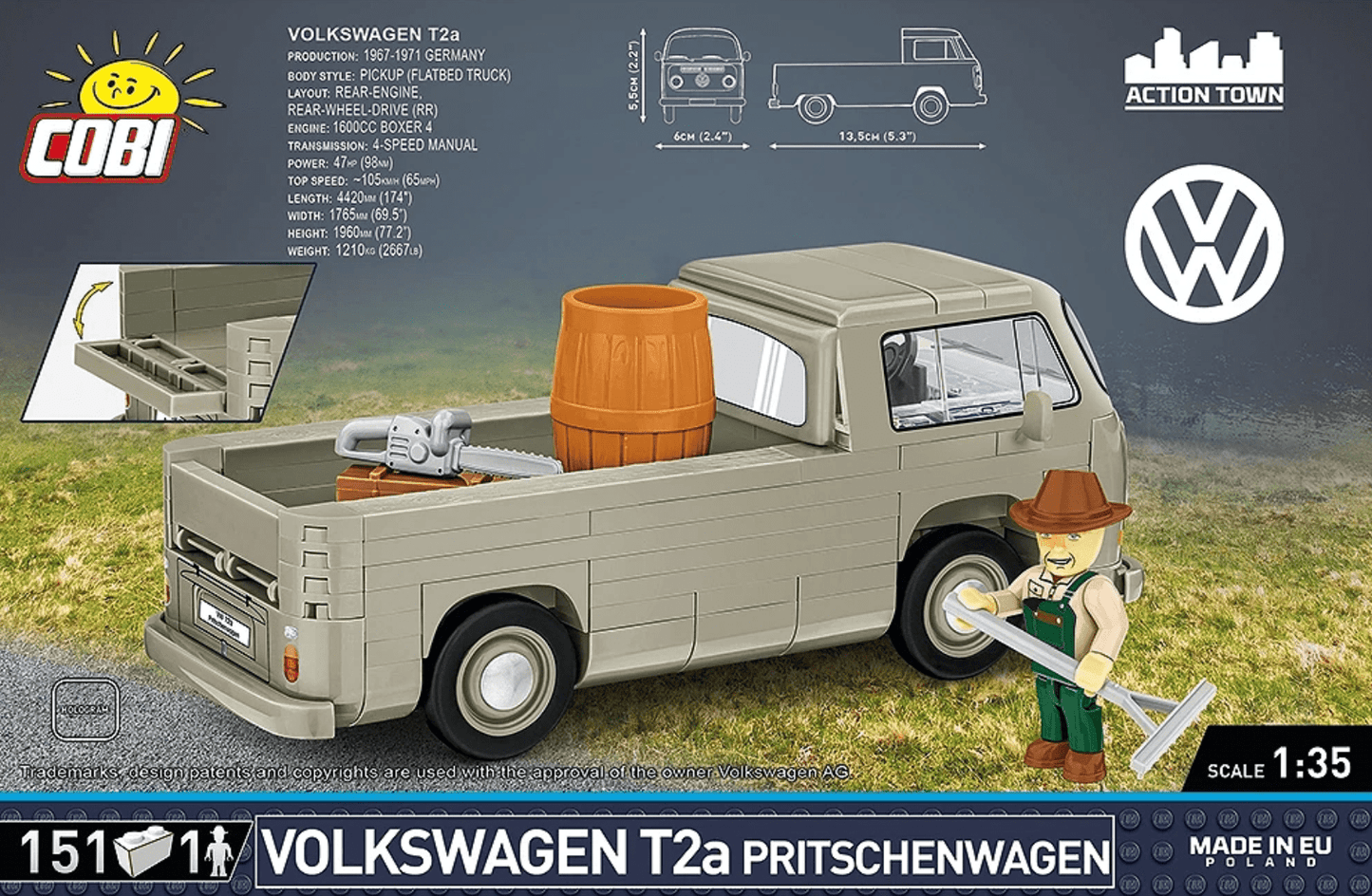 Cobi Volkswagen T2a Pritschenwagen - Beanie Games