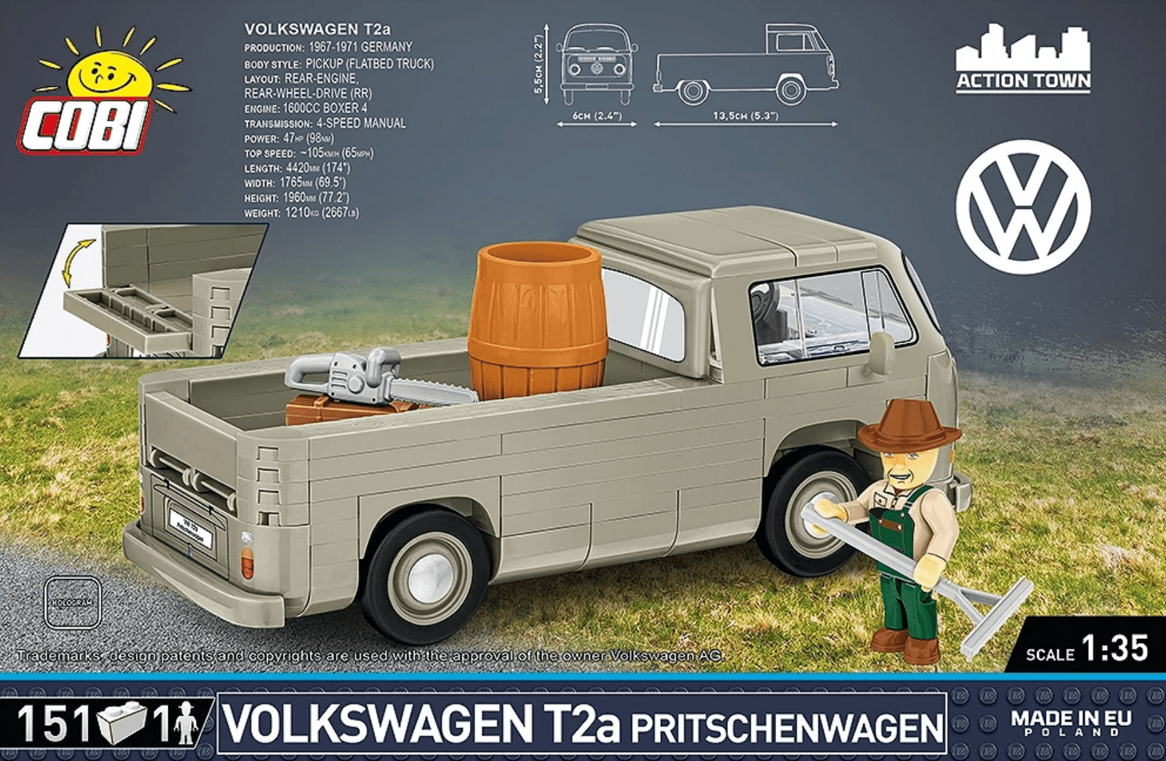 Cobi Volkswagen T2a Pritschenwagen - Beanie Games
