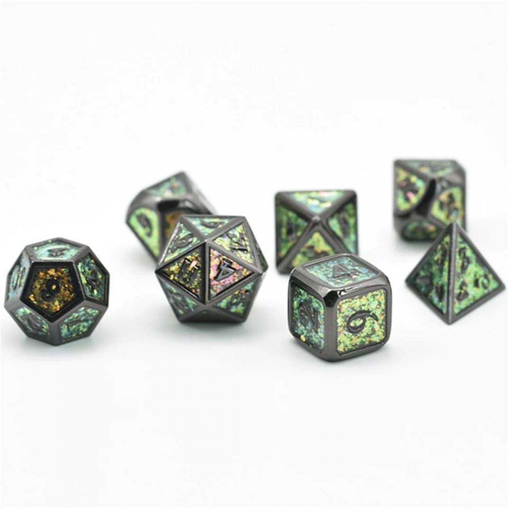 Colour Shifting: Fields of Metal Green Metal RPG Dice Set - Beanie Games