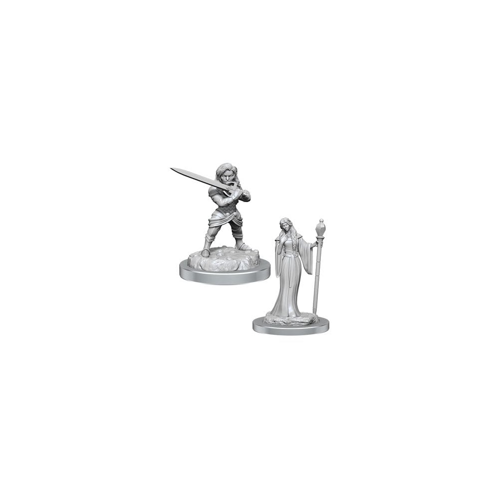 Critical Role Unpainted Miniatures Human Wizard Female & Halfling Holy Warrior Female - Beanie Games