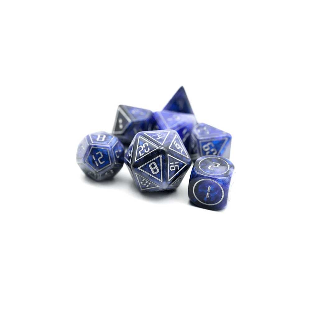 Cybernated Blue and Black RPG Dice Set - Beanie Games