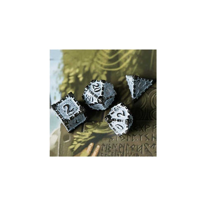 Dagger of Venom: White on Black RPG Metal Dice Set - Beanie Games