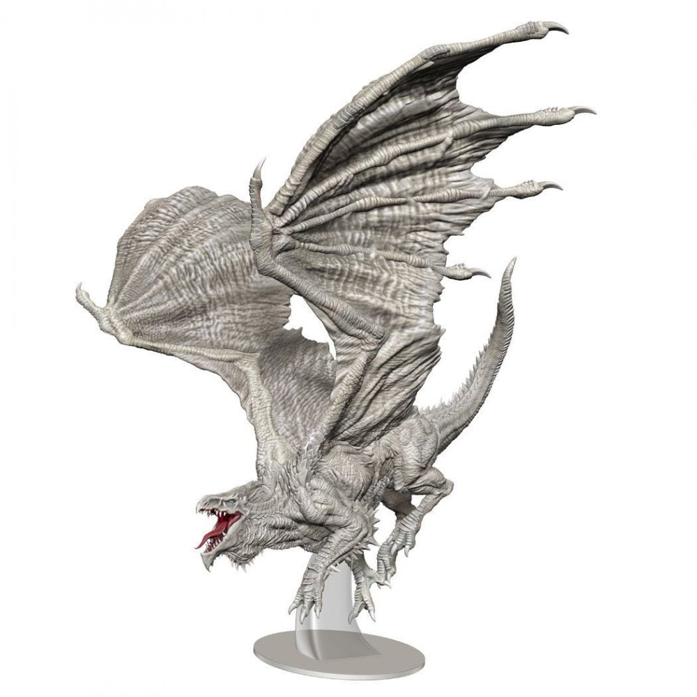 D&D Nolzur's Marvelous Miniatures Unpainted Miniature Adult White Dragon - Beanie Games
