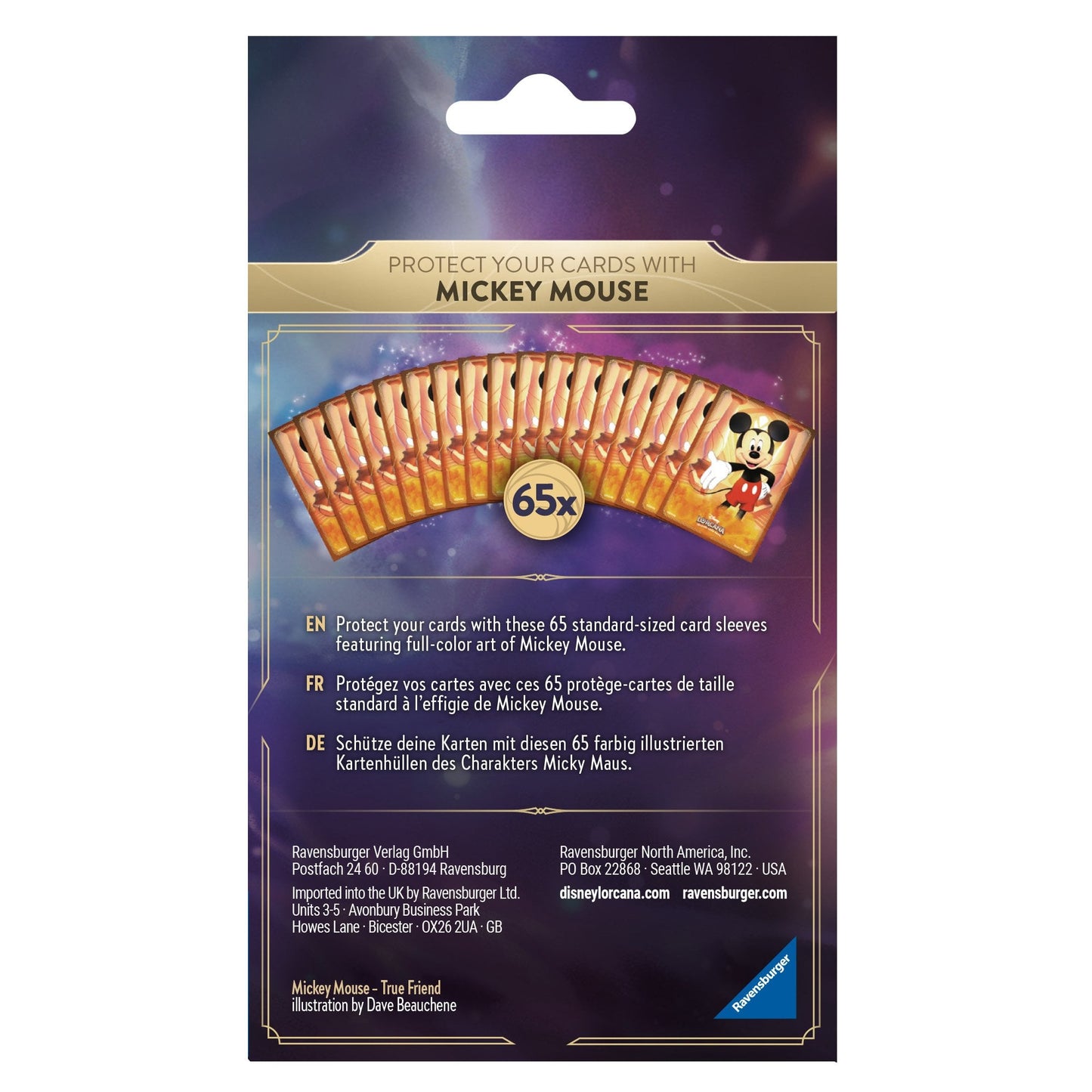 Disney Lorcana Card Sleeve Mickey Mouse (65 Sleeves) - Beanie Games