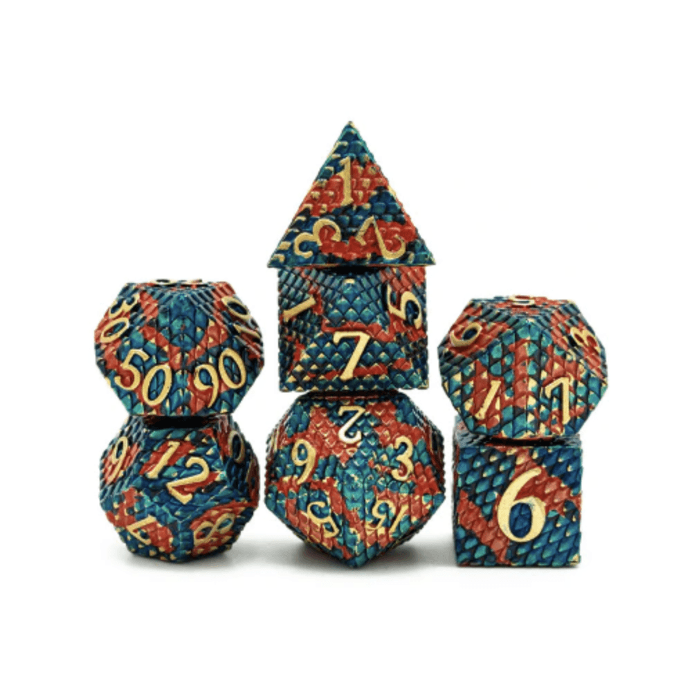 Dragon Scale: Blue Fire - Metal RPG Dice Set - Beanie Games