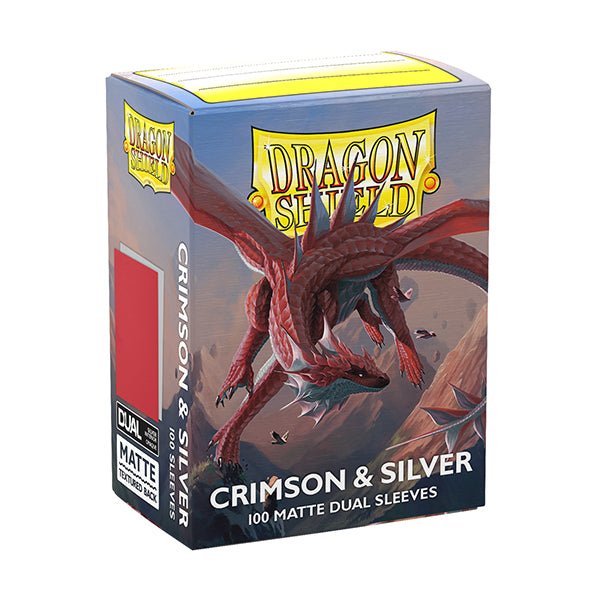 Dragon Shield - Dual Matte Standard Size Sleeves (100) - Crimson & Silver - Beanie Games