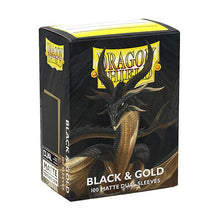 Dragon Shield - Dual Matte Standard Size Sleeves 100pk - Black & Gold - Beanie Games