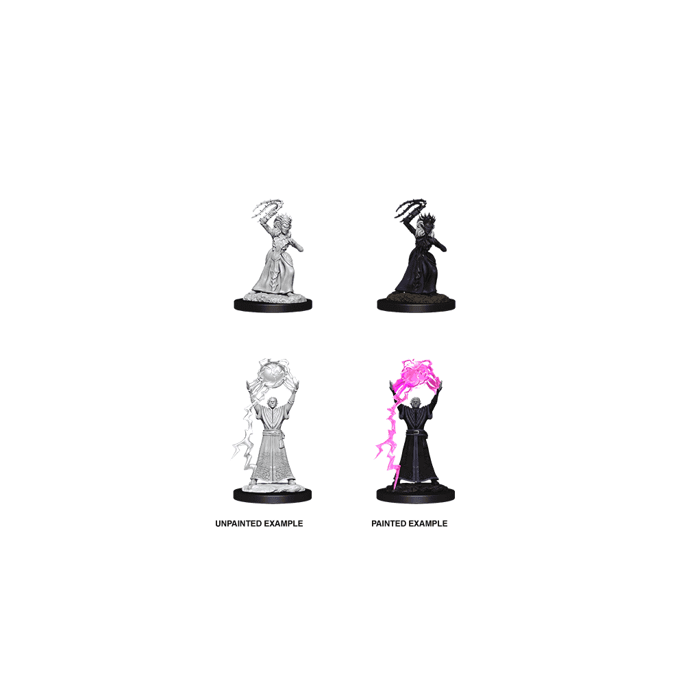 Drow Mage & Drow Priestess: D&D Nolzur's Marvelous Unpainted Miniatures (W12) - Beanie Games