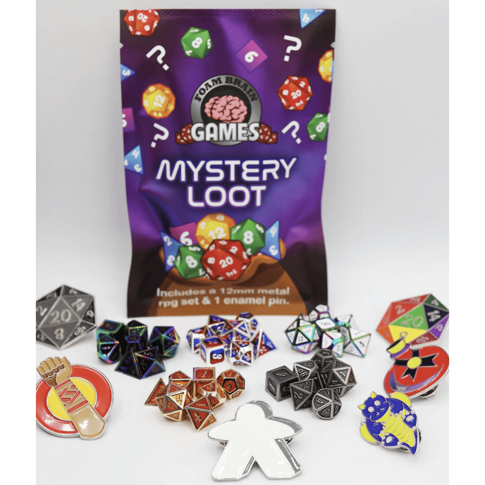 Epic Mystery Loot: Mini Metal RPG Set + Enamel Pin - Beanie Games