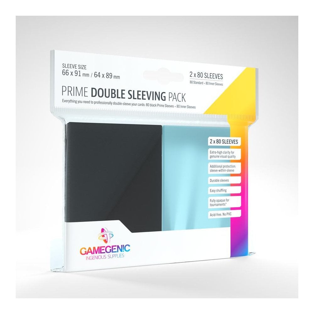 Gamegenic Black Prime Double Sleeving Pack (2x80) - Beanie Games