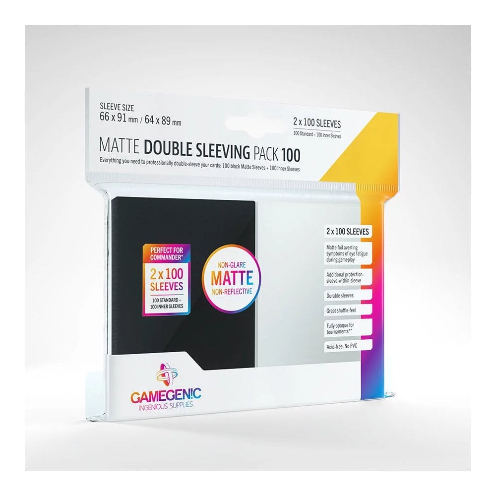 Gamegenic Matte Double Sleeving Pack 100 - Clear & Black (2 x 100ct.) - Beanie Games