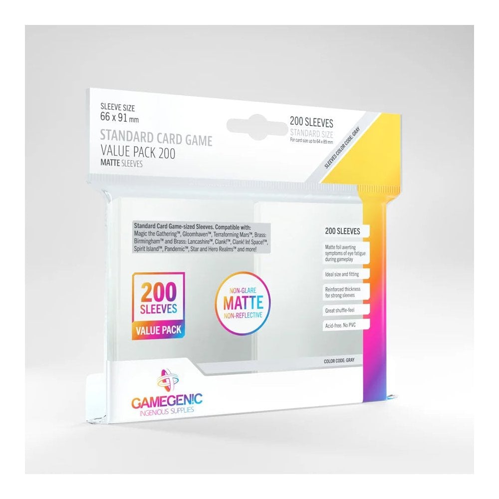 Gamegenic Standard Card Game Value Pack Matte Sleeves - Clear (200ct.) - Beanie Games
