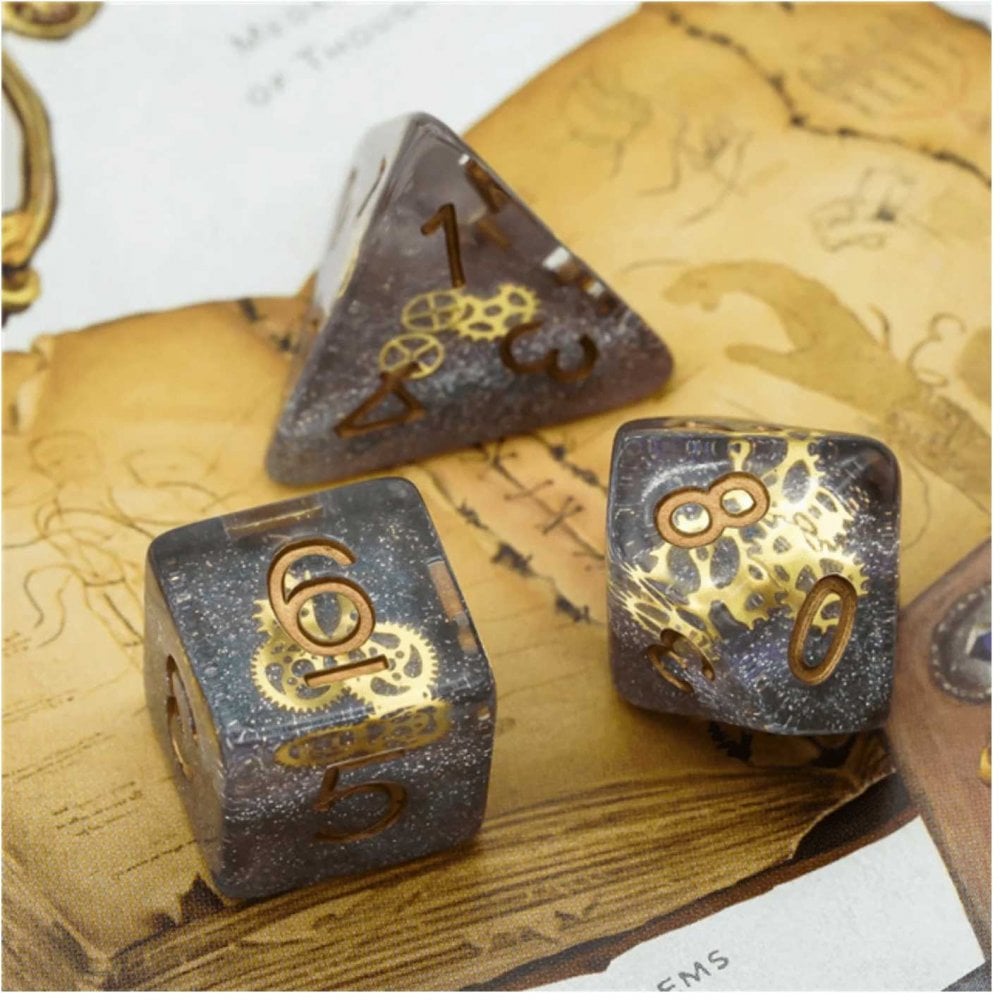 Glitter Gearwheel RPG Dice Set - Beanie Games