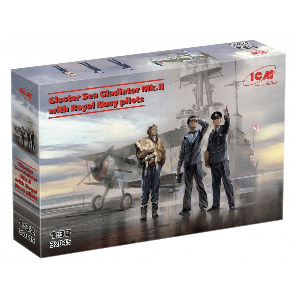 Gloster Sea Gladiator Mk.II with 3 Royal Navy Pilot Figures - Beanie Games