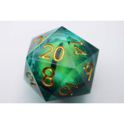 Green Cyclops D20 - 35mm Extra Large Moving Eye - Beanie Games