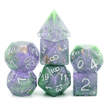 Green & Purple Seabed Treasures RPG Dice Set - Beanie Games