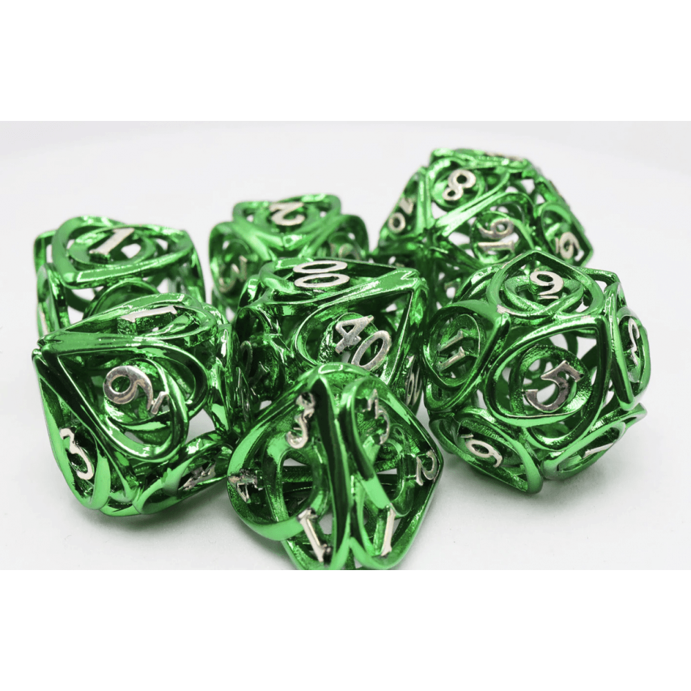 Hollow Hearts: Green - Metal RPG Dice Set - Beanie Games