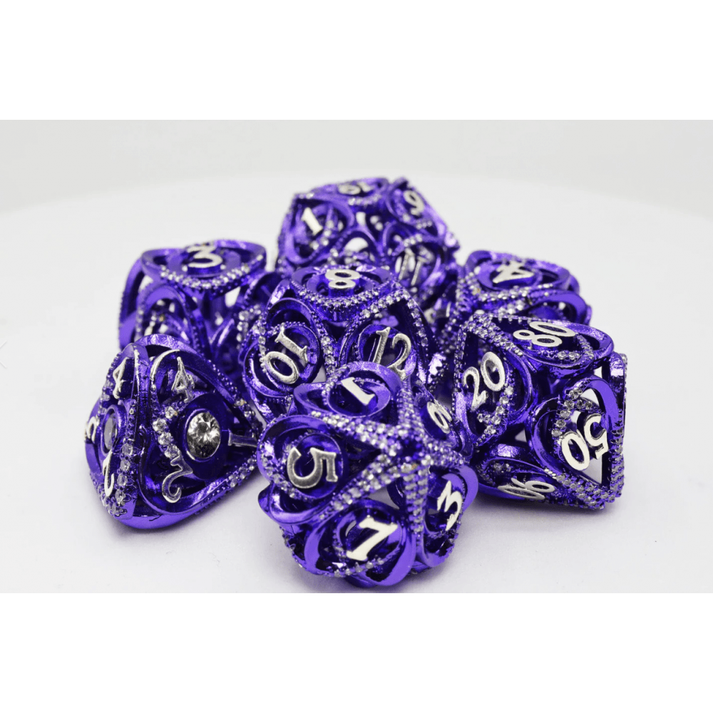 Hollow Hearts: Jeweled Purple - Metal RPG Dice Set - Beanie Games