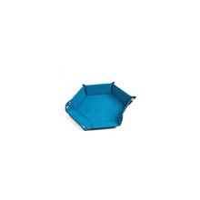 Leatherette and Velvet Dice Tray (Blue Hex) - Beanie Games