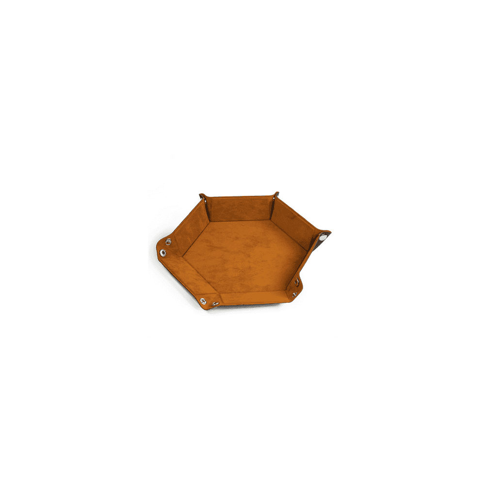 Leatherette and Velvet Dice Tray (Camel Hex) - Beanie Games