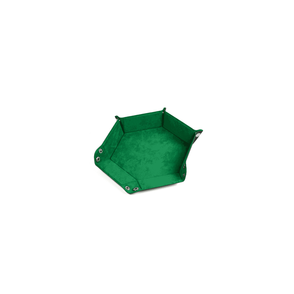 Leatherette and Velvet Dice Tray (Emerald Hex) - Beanie Games