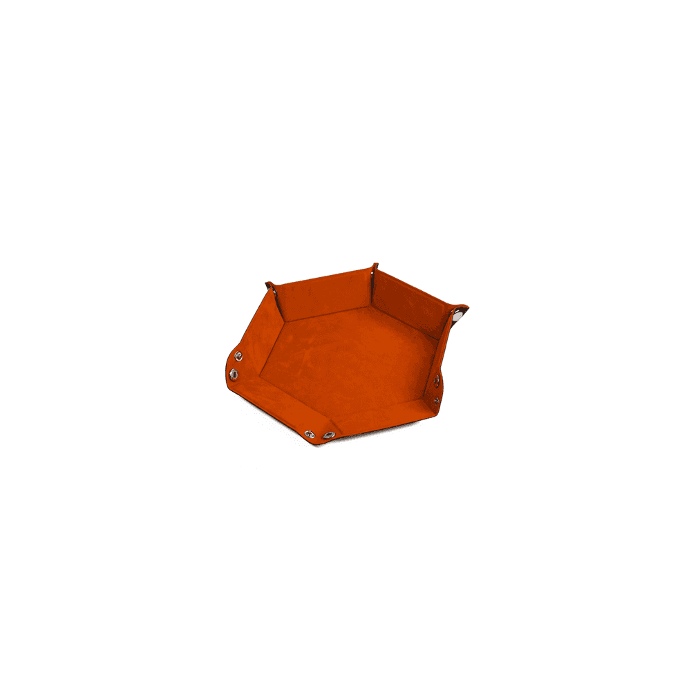 Leatherette and Velvet Dice Tray (Orange Hex) - Beanie Games