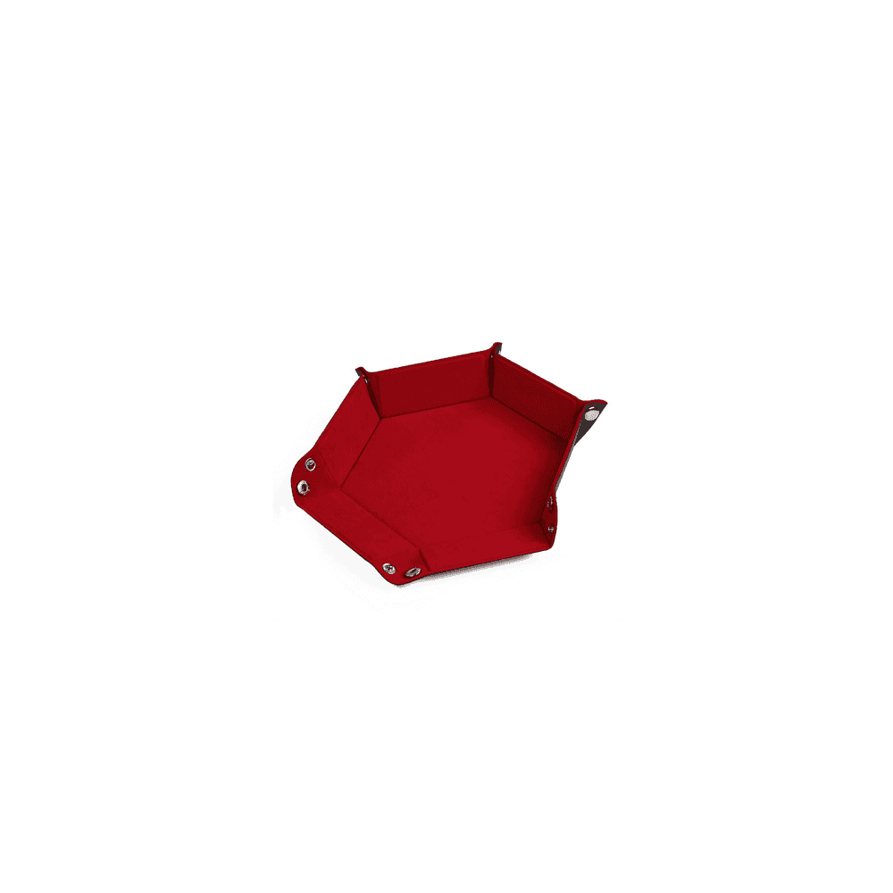 Leatherette and Velvet Dice Tray (Red Hex) - Beanie Games