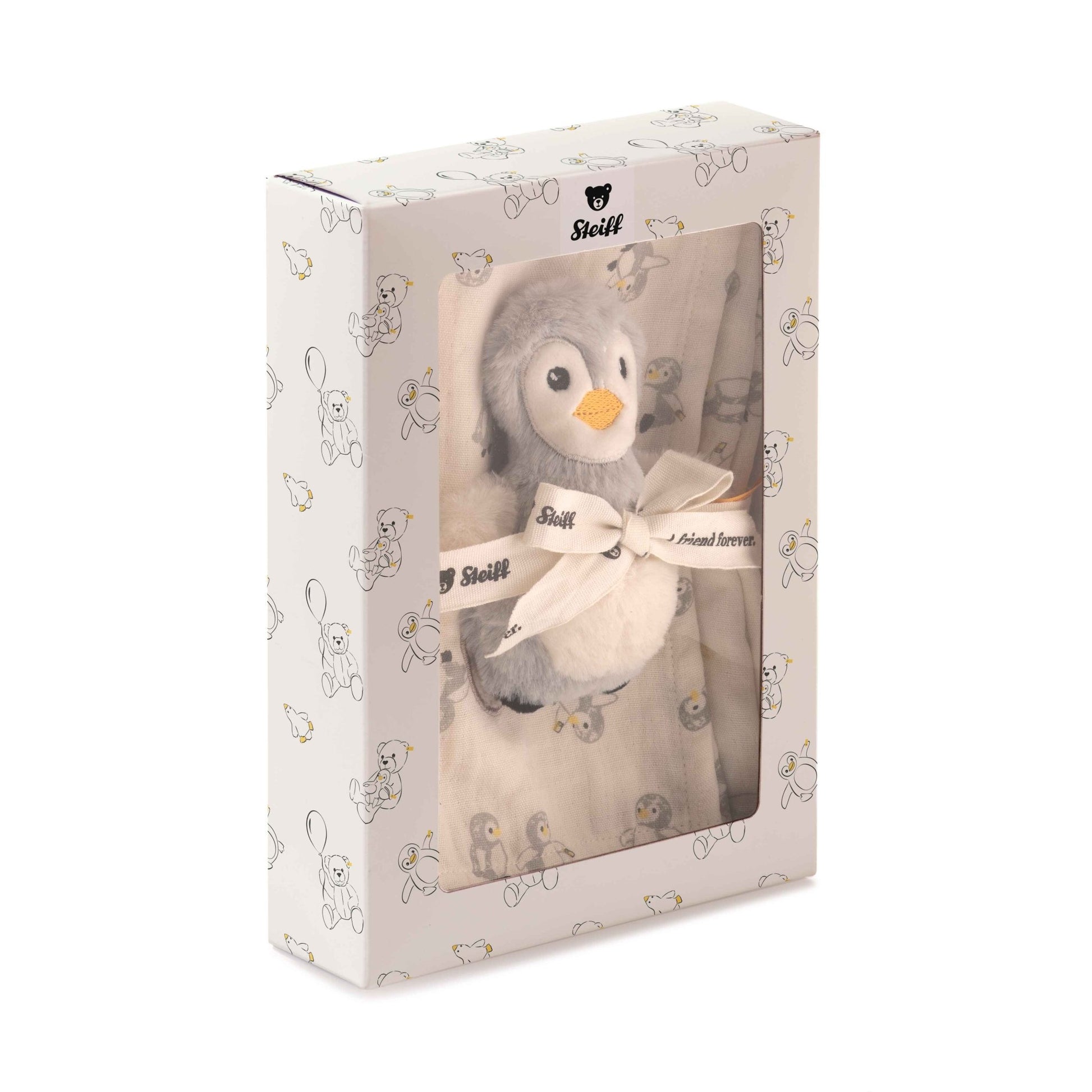 Lio Penguin Grip Toy With Rattle and Burp Cloth Gift Set - Beanie Games