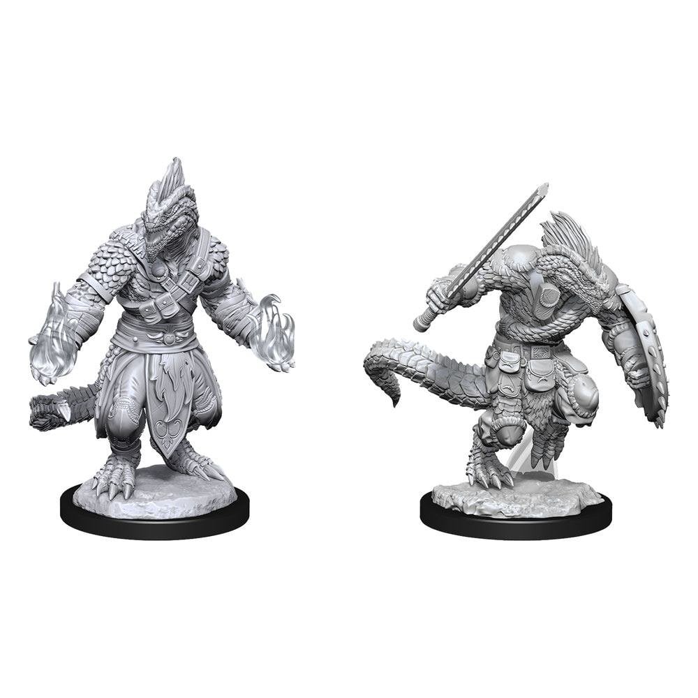 Lizardfolk Barbarian & Lizardfolk Cleric: D&D Nolzur's Marvelous Unpainted Miniatures (W15) - Beanie Games