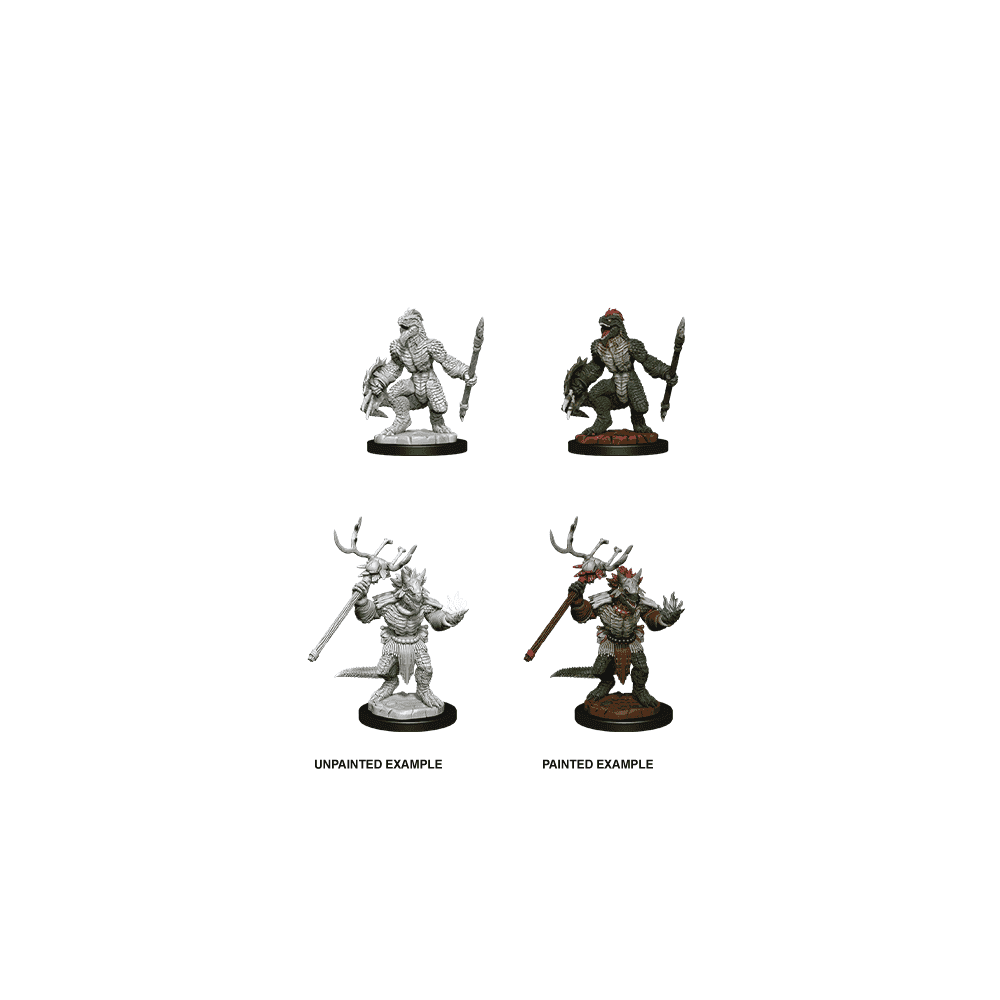 Lizardfolk & Lizardfolk Shaman: D&D Nolzur's Marvelous Unpainted Miniatures (W12) - Beanie Games