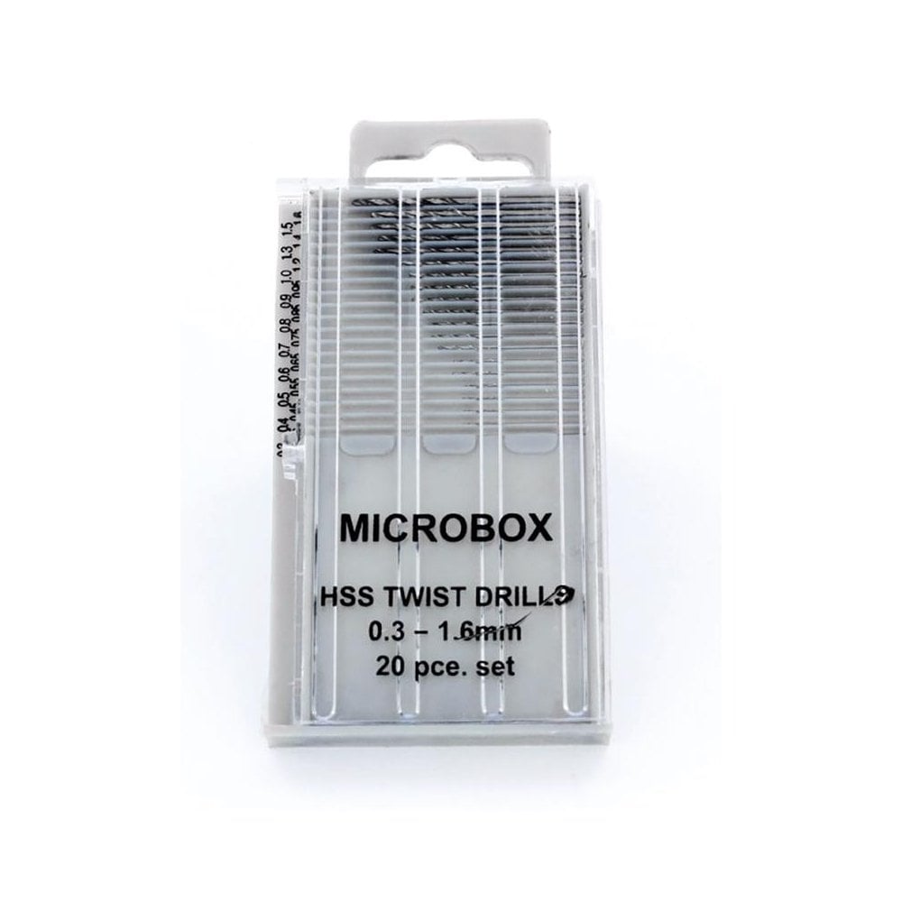 Model Maker 20 Piece Microbox Drill Set (0.3 - 1.6mm) - Beanie Games