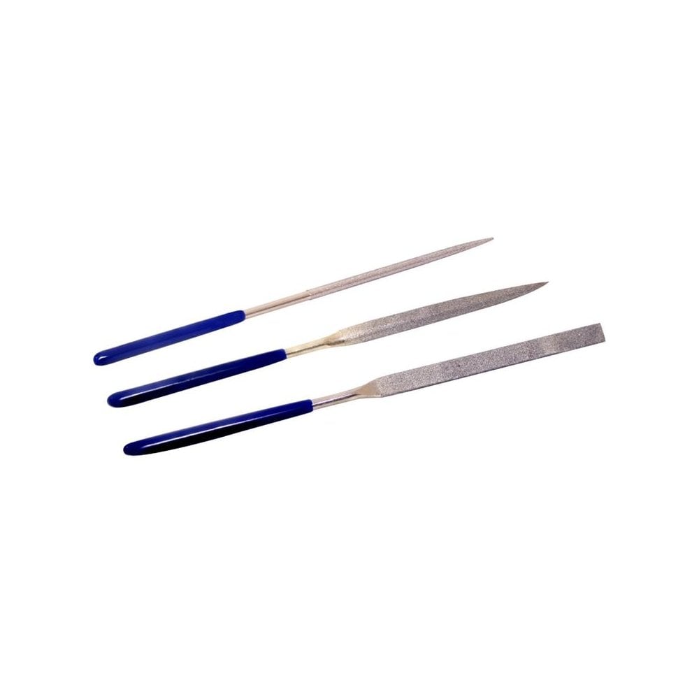 Model Maker Diamond Files Set (3 Pcs - Flat, Half Round & Round - 140mm) - Beanie Games