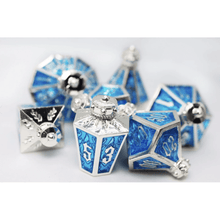 Moonlit Lantern: Silvered Frostfire - Metal RPG Dice Set - Beanie Games