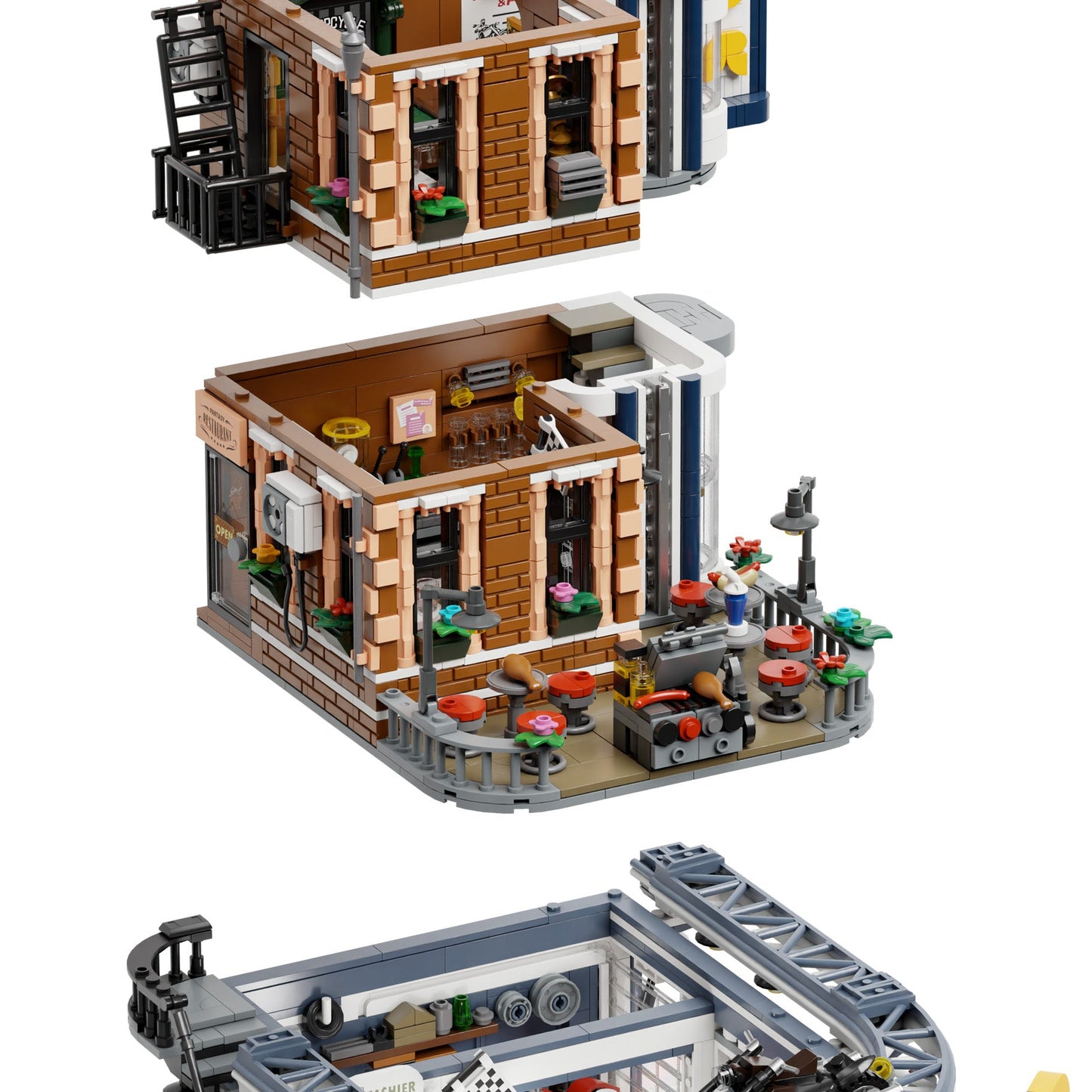 Motorcycle Restaurant Building - 2989 pcs - Beanie Games