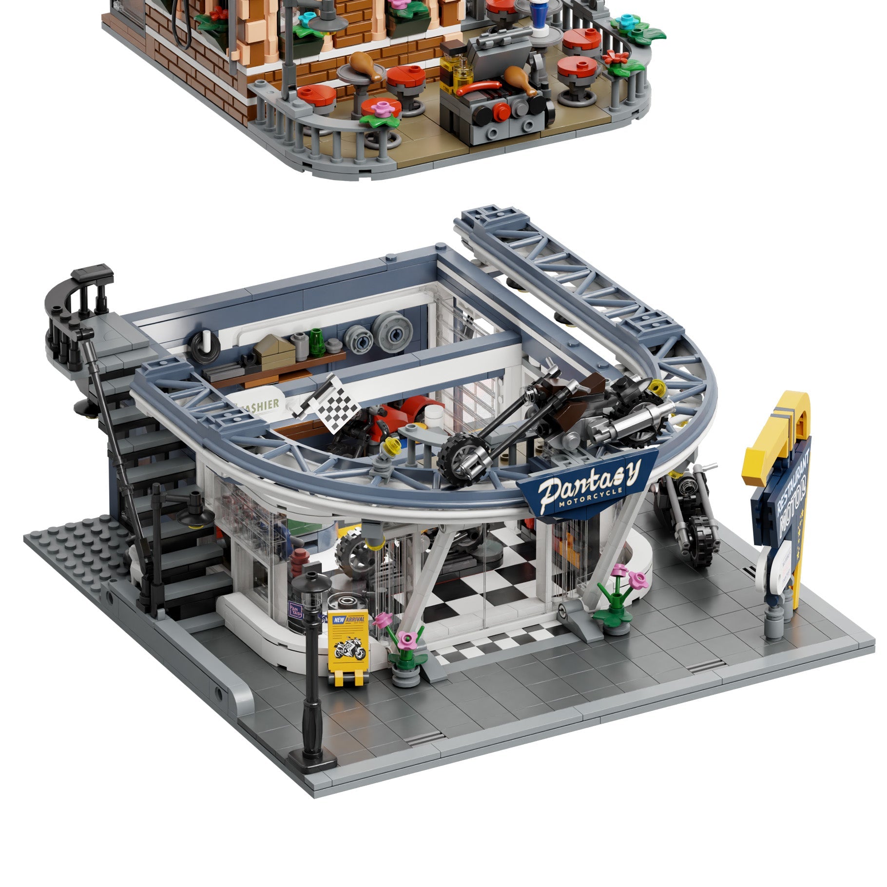 Motorcycle Restaurant Building - 2989 pcs - Beanie Games