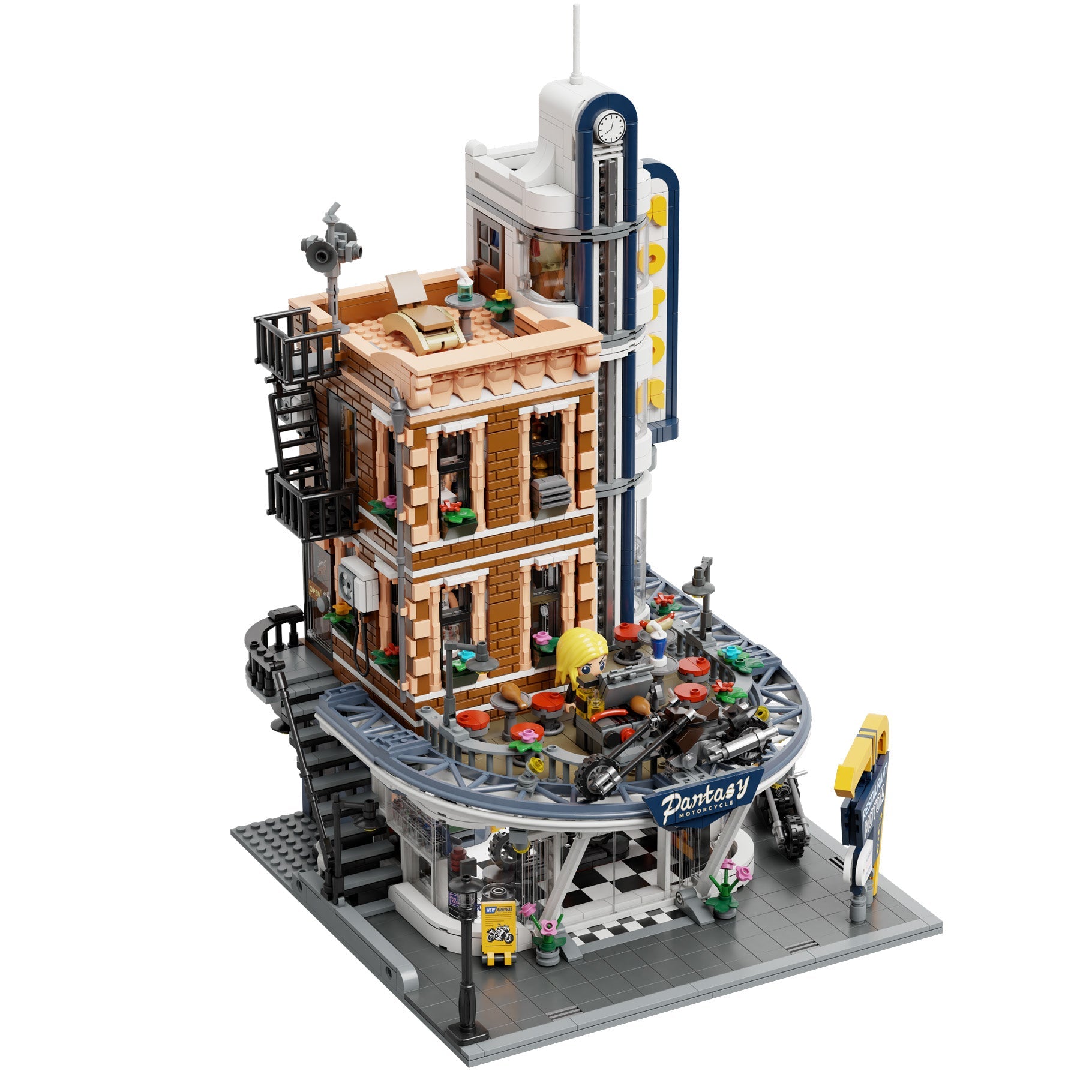 Motorcycle Restaurant Building - 2989 pcs - Beanie Games
