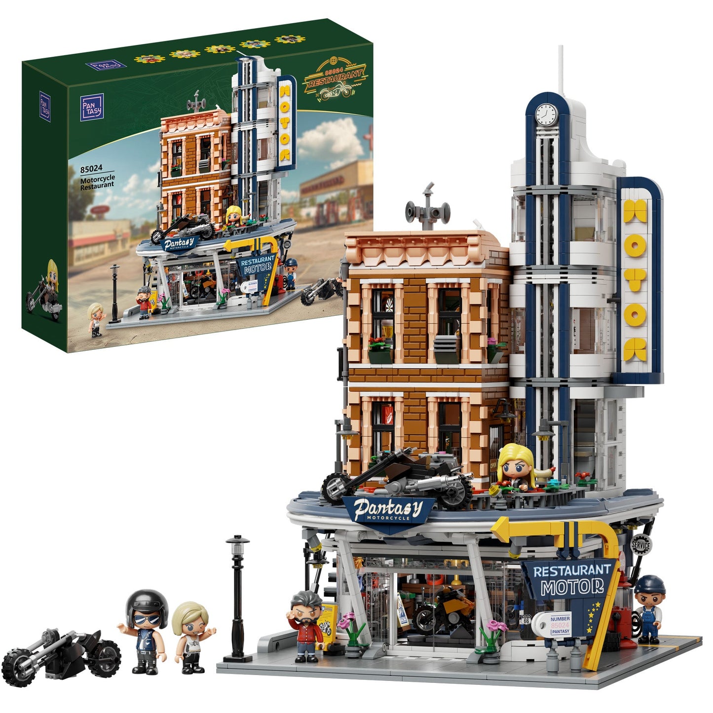 Motorcycle Restaurant Building - 2989 pcs - Beanie Games