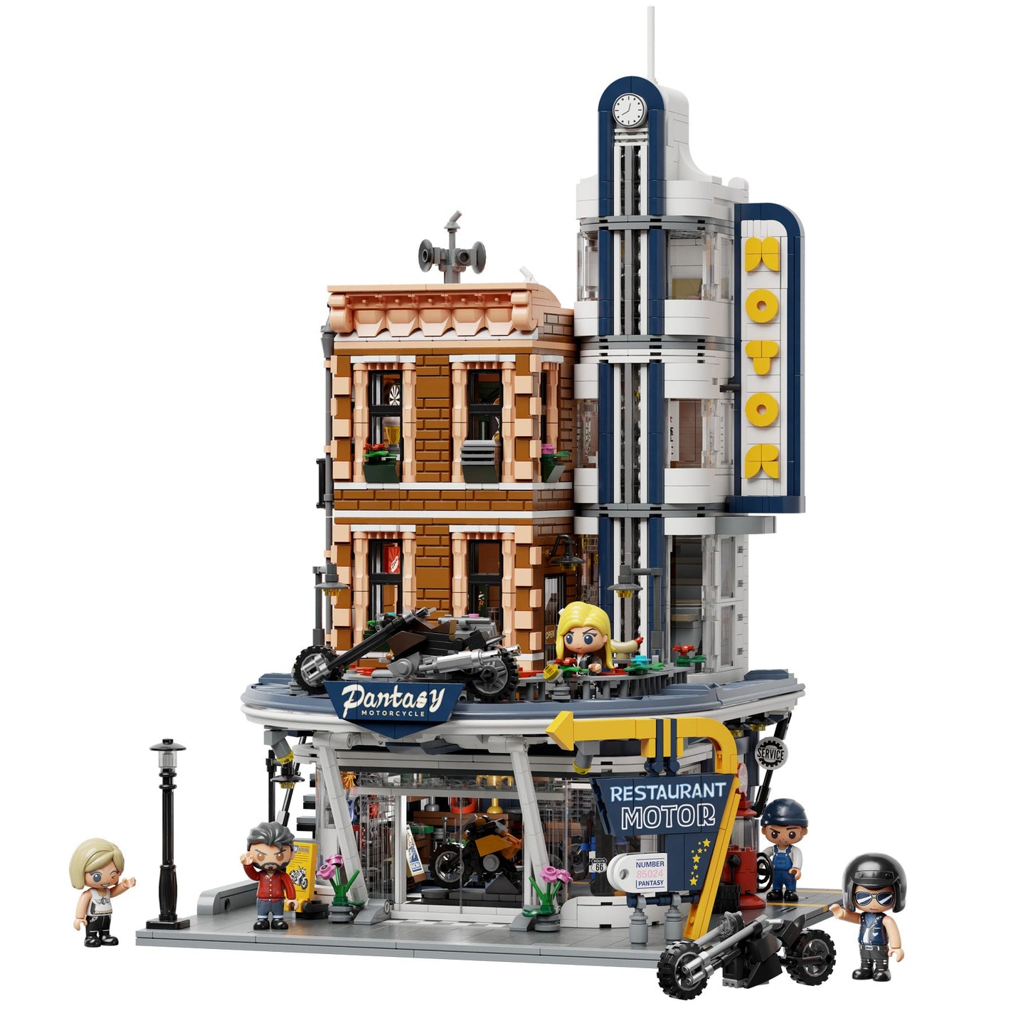 Motorcycle Restaurant Building - 2989 pcs - Beanie Games