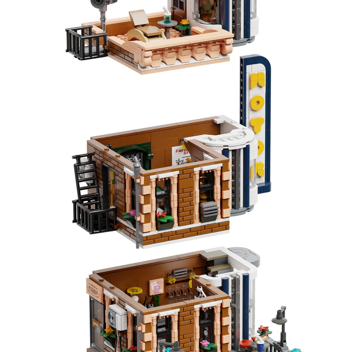 Motorcycle Restaurant Building - 2989 pcs - Beanie Games