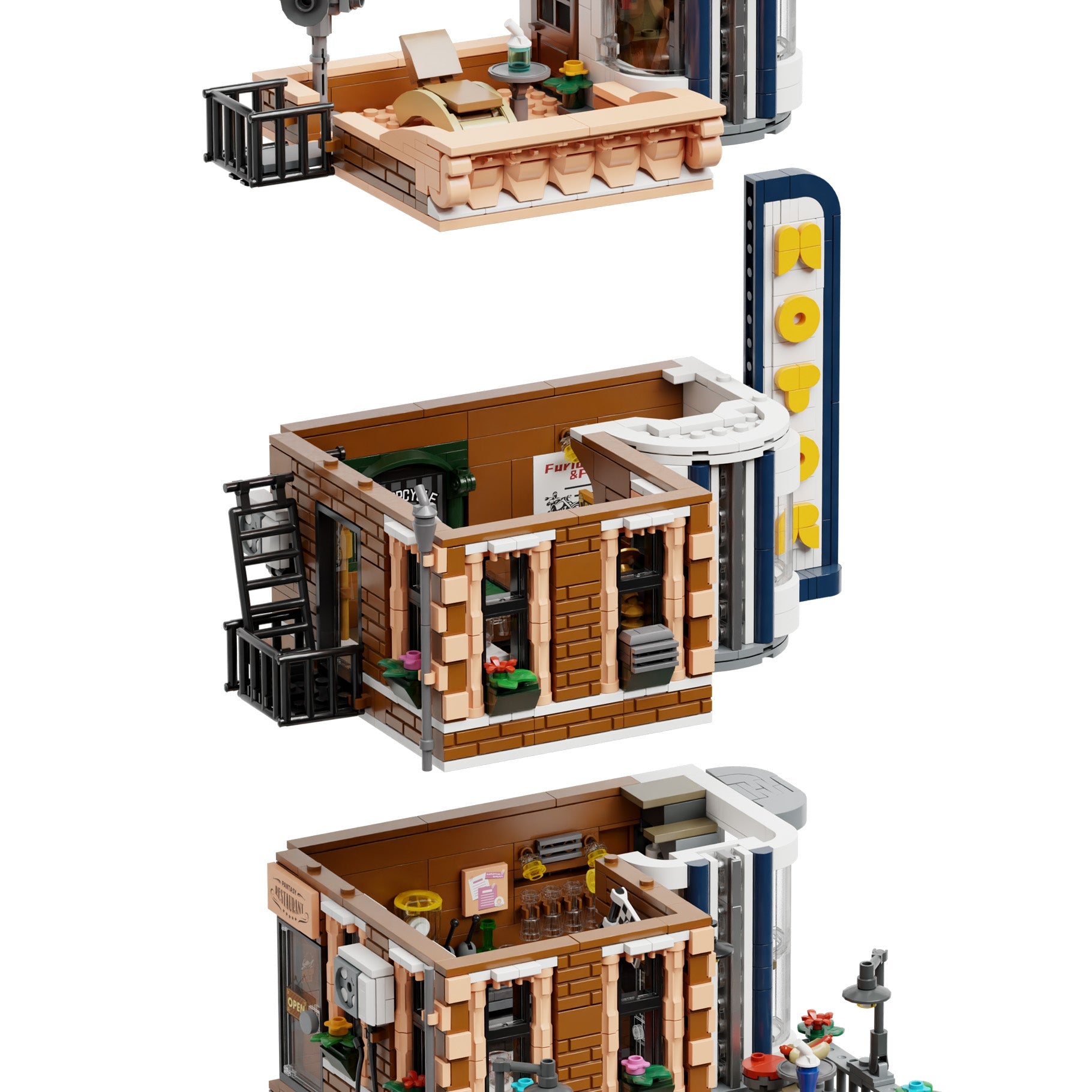 Motorcycle Restaurant Building - 2989 pcs - Beanie Games