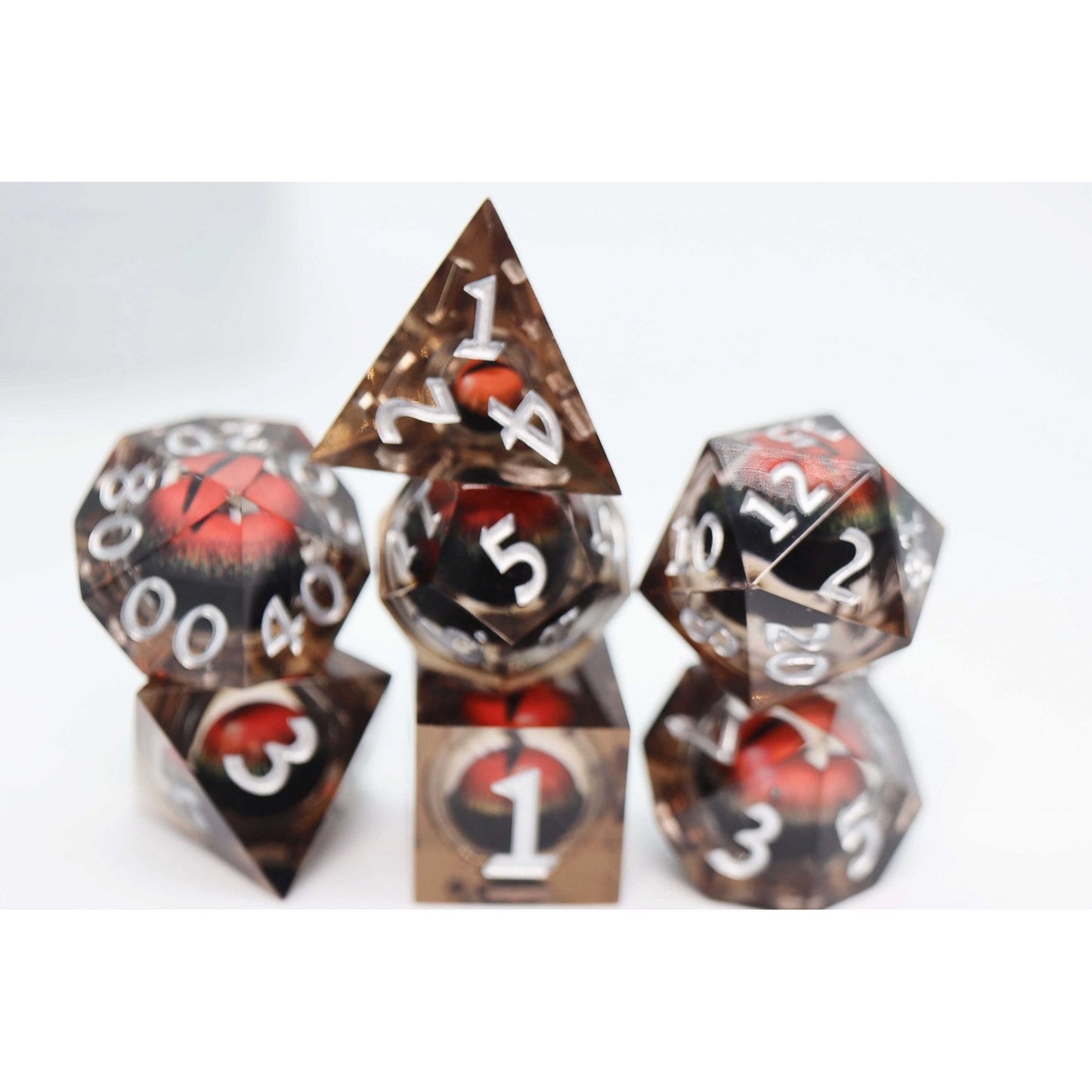 Nightvision Eye Sharp Edge Moving Eye RPG Dice Set - Beanie Games