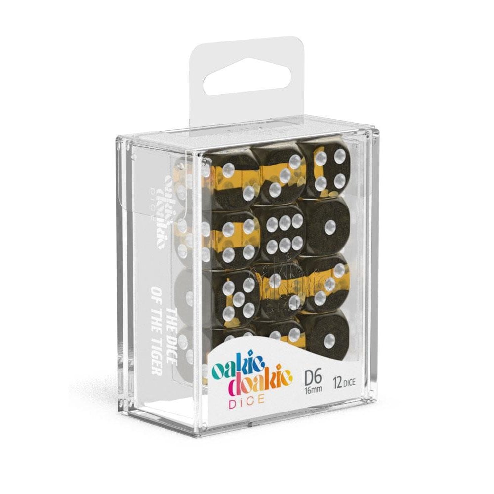 Oakie Doakie Dice D6 Dice 16 mm Enclave - Amber (12) - Beanie Games