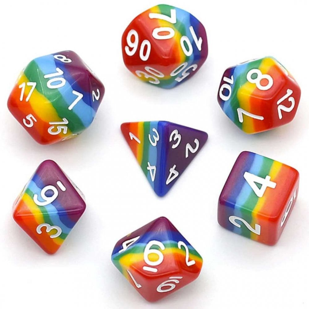Opaque Rainbow Layer RPG Dice Set - Beanie Games