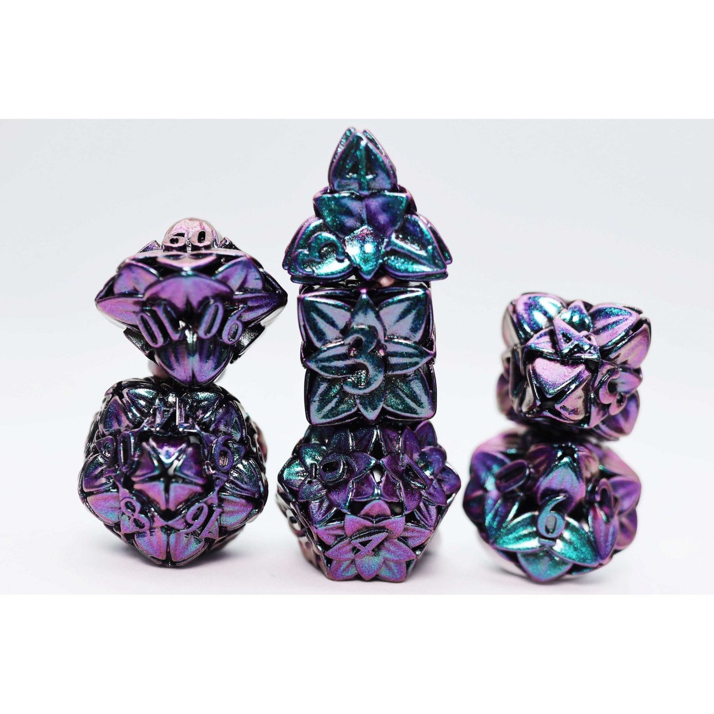 Otherworldly Hollow Flower RPG Metal Dice Set - Beanie Games